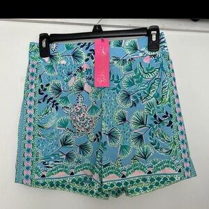 Lilly Pulitzer 5" Neilah Shorts Frenchie Blue Mosaic Shells Size XSMALL NWT $98